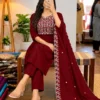 Embroidered Cotton Kurti Pant Set with Chanderi Dupatta | 3-Piece Festive Salwar Suit for Women