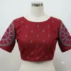 Embroidered Linen Boat Neck Saree Blouse