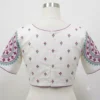 Embroidered Linen Boat Neck Saree Blouse - Image 2