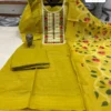 Embroidered Linen Kurti Pant Set with Floral Printed Dupatta - Image 3