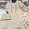 Embroidered Linen Kurti Pant Set with Floral Printed Dupatta - Image 5