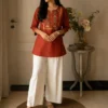 Embroidered Pure Cotton Short Kurti with Heavy Cotton Flex Pant Set – With Pockets - Image 2