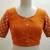 Embroidered Raw Silk Sweetheart Neck Blouse