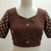 Embroidered Raw Silk Sweetheart Neck Blouse - Image 2