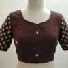 Embroidered Raw Silk Sweetheart Neck Blouse - Image 3