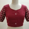 Embroidered Raw Silk Sweetheart Neck Blouse - Image 4