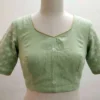 Embroidered Raw Silk Sweetheart Neck Blouse - Image 6