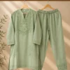 Embroidered Stonewash Rayon Kurta Pant Co-Ord Set (Size 46) - Image 11
