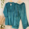 Embroidered Stonewash Rayon Kurta Pant Co-Ord Set (Size 46) - Image 6