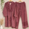 Embroidered Stonewash Rayon Kurta Pant Co-Ord Set (Size 46) - Image 7