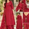 Festive Silk Kali Kurti Palazzo Set with Dupatta