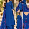 Festive Silk Kali Kurti Palazzo Set with Dupatta - Image 5