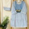 Floral Embroidered Cotton Slub Striped Kurti with Afghani Salwar Pant Set – 2-Piece Ethnic Suit - Image 5