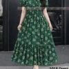 Floral Print Georgette Tiered Midi Dress with Lining – Short Sleeve Pleated Fit & Flare One Piece Dress for Women (Sizes S to 4XL) - Image 3