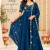 Fully Lined Rangoli Crush Long Frock with Dupatta – Heavy Flare Ethnic Gown for Women - Image 3