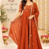 Fully Lined Rangoli Crush Long Frock with Dupatta – Heavy Flare Ethnic Gown for Women - Image 4