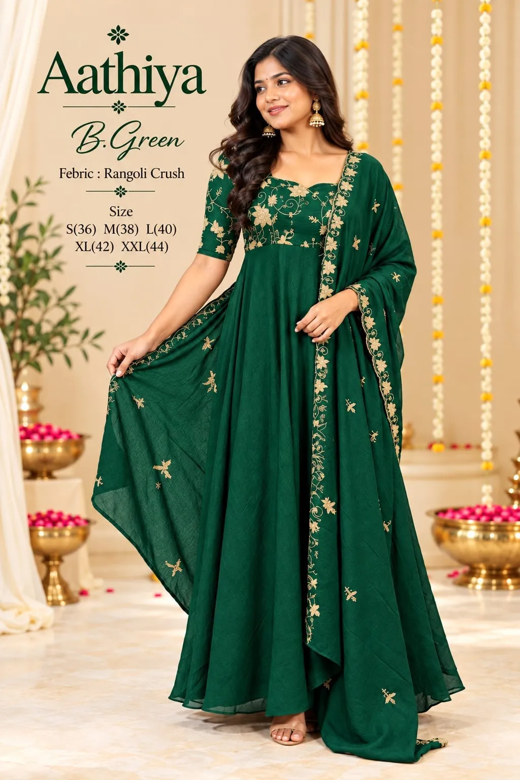 Fully Lined Rangoli Crush Long Frock with Dupatta – Heavy Flare Ethnic Gown for Women - Image 5