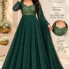 Georgette Jacquard Yoke Flared Anarkali Gown with Dupatta - Image 11