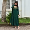 Georgette Jacquard Yoke Flared Anarkali Gown with Dupatta - Image 12