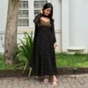 Georgette Jacquard Yoke Flared Anarkali Gown with Dupatta - Image 4