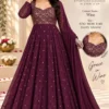 Georgette Jacquard Yoke Flared Anarkali Gown with Dupatta - Image 5