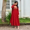 Georgette Jacquard Yoke Flared Anarkali Gown with Dupatta - Image 6