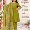 Girls Roman Silk Embroidered Kurti Pant Set with Dupatta - Image 3