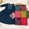 Girls Roman Silk Embroidered Kurti Pant Set with Dupatta - Image 4
