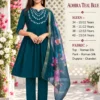 Girls Roman Silk Embroidered Kurti Pant Set with Dupatta - Image 5