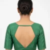 Green Raw Silk Sweetheart Neck Readymade Saree Blouse - Image 2