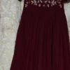 Hand Embroidered Georgette Anarkali Gown | Silver Sequin Rose Floral Work | Scalloped Neckline & Hem | Party & Wedding Wear | Custom Stitched - Image 2