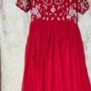 Hand Embroidered Georgette Anarkali Gown | Silver Sequin Rose Floral Work | Scalloped Neckline & Hem | Party & Wedding Wear | Custom Stitched - Image 3