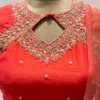 Hand Embroidered Silk Long Frock – Designer Full Sleeves Cutout Neck Anarkali Suit Set for Women - Image 2