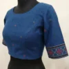 Handcrafted Khadi Cotton Silk Blouse – Boat Neck Front & Deep U-Back Delicate Embroidery Princess Cut Blouse - Image 2