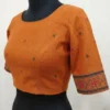 Handcrafted Khadi Cotton Silk Blouse – Boat Neck Front & Deep U-Back Delicate Embroidery Princess Cut Blouse - Image 3