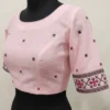 Handcrafted Khadi Cotton Silk Blouse – Boat Neck Front & Deep U-Back Delicate Embroidery Princess Cut Blouse - Image 4