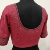 Handcrafted Khadi Cotton Silk Blouse – Boat Neck Front & Deep U-Back Delicate Embroidery Princess Cut Blouse - Image 6
