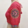 Handcrafted Kutchi Embroidery Blouse – Geometric Mirror Work Raw Silk Choli with Back Dori & Tassels - Image 2