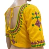 Handcrafted Mirror Work Cotton Saree Blouse – Kutchi Thread Embroidery Back Dori Blouse