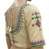 Handcrafted Mirror Work Cotton Saree Blouse – Kutchi Thread Embroidery Back Dori Blouse - Image 2