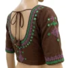 Handcrafted Mirror Work Cotton Saree Blouse – Kutchi Thread Embroidery Back Dori Blouse - Image 3
