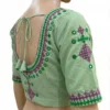 Handcrafted Mirror Work Cotton Saree Blouse – Kutchi Thread Embroidery Back Dori Blouse - Image 4
