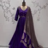 Handcrafted Zardozi Embroidered Silk Anarkali Suit Set – Pleated Party Wear Long Frock for Women - Image 2