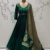 Handcrafted Zardozi Embroidered Silk Anarkali Suit Set – Pleated Party Wear Long Frock for Women - Image 4