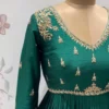 Handcrafted Zardozi Embroidered Silk Anarkali Suit Set – Pleated Party Wear Long Frock for Women - Image 6