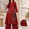 Heavy 22 KG Rayon Embroidered Long A-Line Kurti with Palazzo Set – Mandarin Collar Floral Patch Work Kurta Set with Front Pocket (Sizes M to 3XL) - Image 2