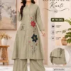 Heavy 22 KG Rayon Embroidered Long A-Line Kurti with Palazzo Set – Mandarin Collar Floral Patch Work Kurta Set with Front Pocket (Sizes M to 3XL) - Image 6