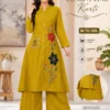 Heavy 22 KG Rayon Embroidered Long A-Line Kurti with Palazzo Set – Mandarin Collar Floral Patch Work Kurta Set with Front Pocket (Sizes M to 3XL) - Image 9