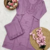 Heavy Cotton Silk Kurti Pant Set with Tone-on-Tone Chikankari Work | Festive 2-Piece Embroidered Kurta Set (Sizes M to 5XL)