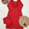 Heavy Cotton Silk Kurti Pant Set with Tone-on-Tone Chikankari Work | Festive 2-Piece Embroidered Kurta Set (Sizes M to 5XL) - Image 4